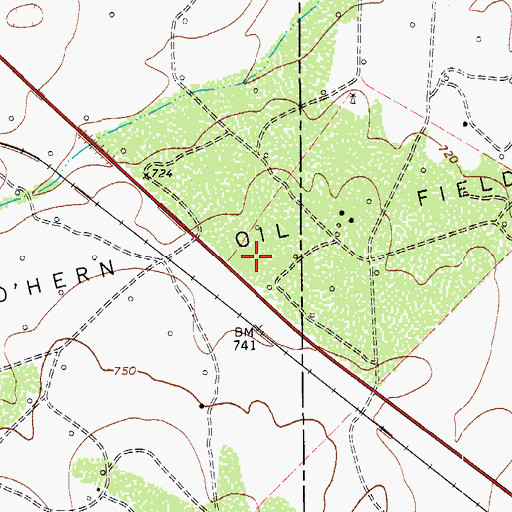 Topographic Map of O'Hern Oil Field, TX