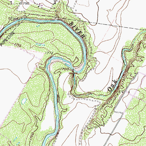 Topographic Map of Oak Creek, TX