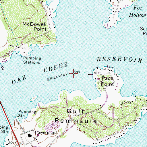 Topographic Map of Oak Creek Reservoir, TX