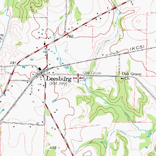 Topographic Map of Oak Grove Cemetery, TX