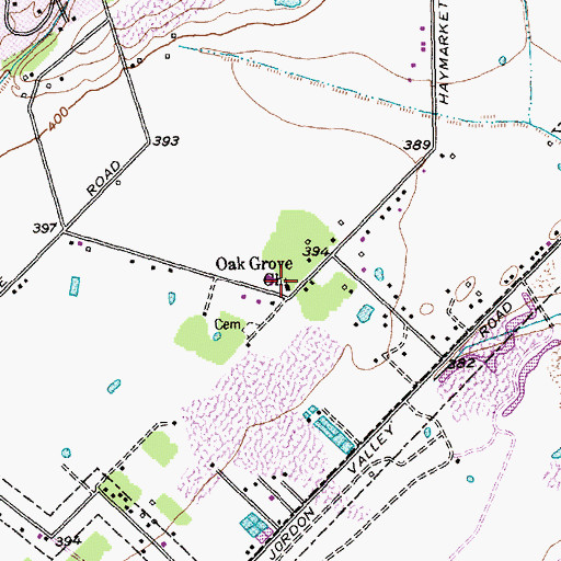 Topographic Map of Oak Grove Church, TX