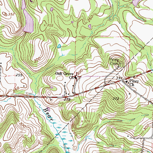 Topographic Map of Oak Grove Church, TX