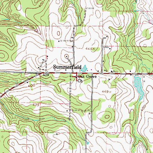 Topographic Map of Oak Grove Church, TX