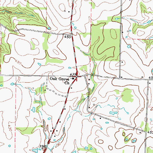 Topographic Map of Oak Grove Church, TX
