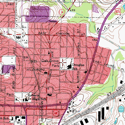 Topographic Map of Oak Grove Park, TX