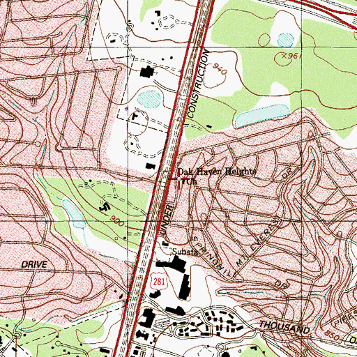 Topographic Map of Oak Haven Heights Church, TX