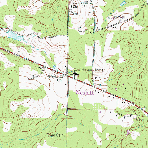 Topographic Map of Oak Haven Home, TX