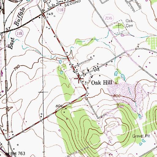 Topographic Map of Oak Hill, TX