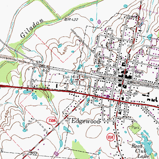 Topographic Map of Oak Hill Cemetery, TX