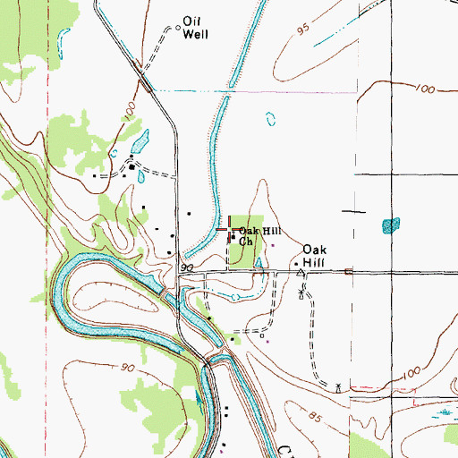 Topographic Map of Oak Hill Church, TX