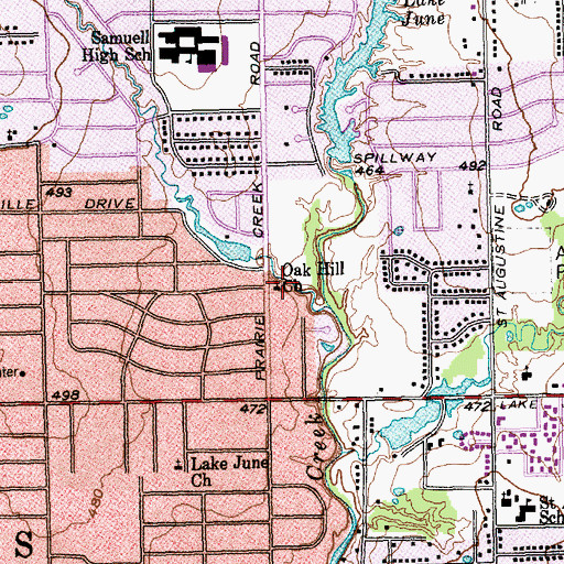 Topographic Map of Oak Hill Church, TX