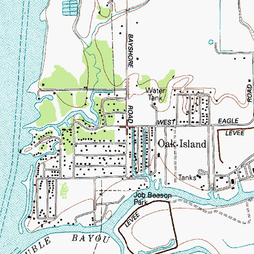 Topographic Map of Oak Island, TX