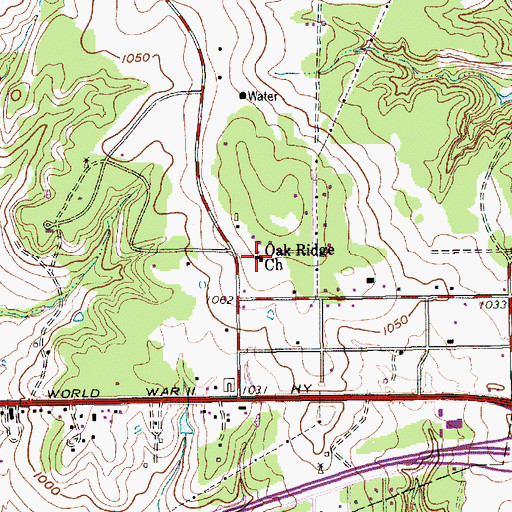 Topographic Map of Oak Ridge Church, TX