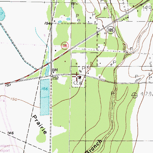 Topographic Map of Oak Shade Church, TX