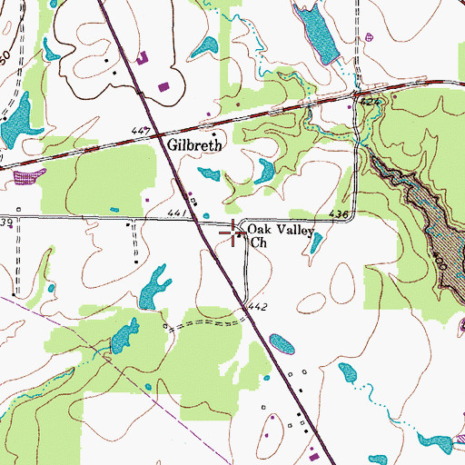 Topographic Map of Oak Valley Church, TX