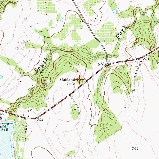 Topographic Map of Oakland Cemetery, TX