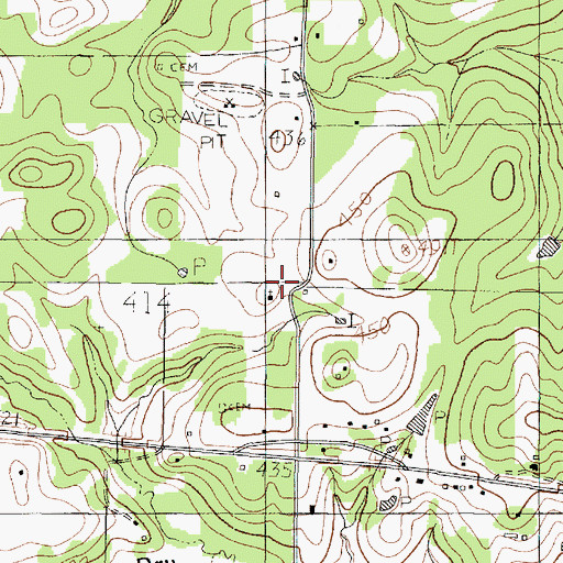 Topographic Map of Oakland Church, TX