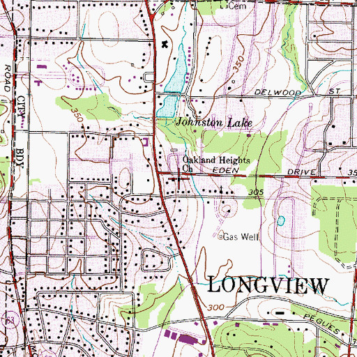 Topographic Map of Oakland Heights Church, TX