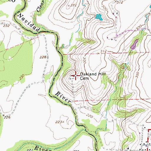Topographic Map of Oakland Hill Cemetery, TX