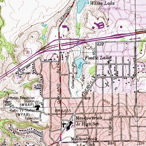 Topographic Map of Oakland Lake Park, TX