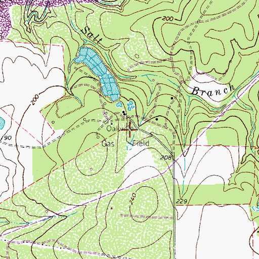 Topographic Map of Oakville Gas Field, TX