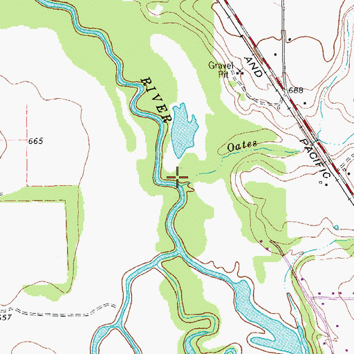 Topographic Map of Oates Branch, TX
