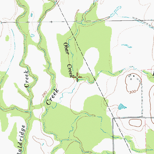 Topographic Map of Obar Creek, TX