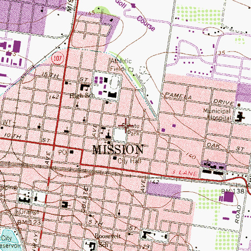 Topographic Map of Oblate Park, TX