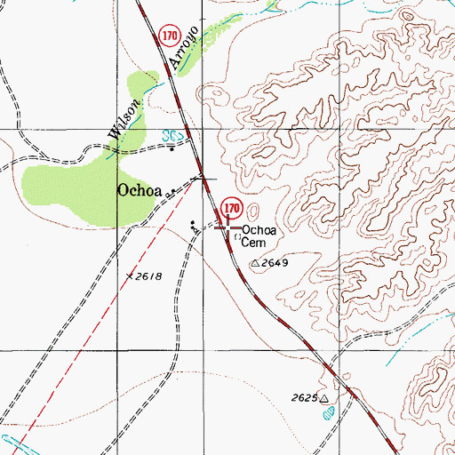 Topographic Map of Ochoa Cemetery, TX