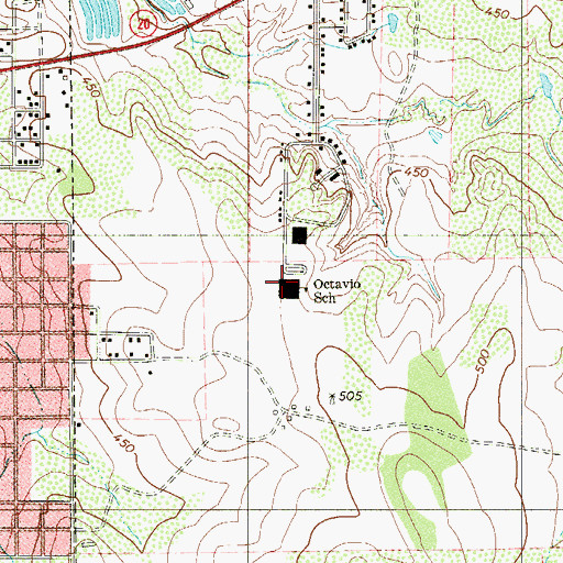 Topographic Map of Octavio School, TX