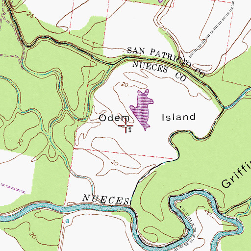 Topographic Map of Odem Island, TX