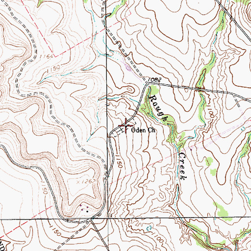 Topographic Map of Oden Church, TX