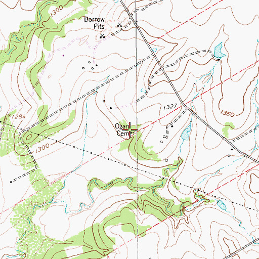 Topographic Map of Ogan Cemetery, TX
