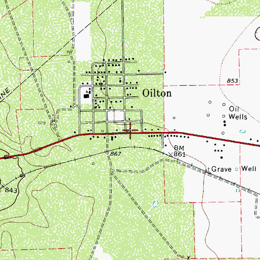 Topographic Map of Oilton, TX