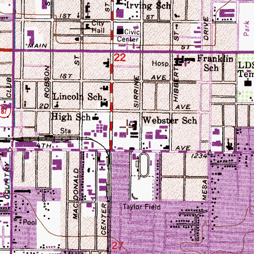 Topographic Map of Webster School, AZ