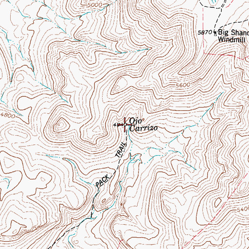 Topographic Map of Ojo Carrizo, TX