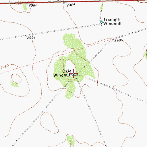Topographic Map of Okie Windmill, TX
