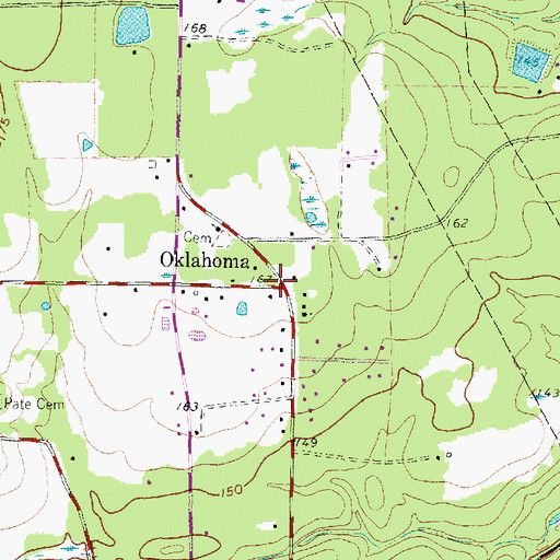 Topographic Map of Oklahoma, TX