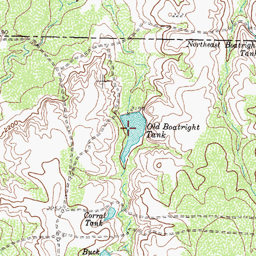 Topographic Map of Old Boatright Tank, TX