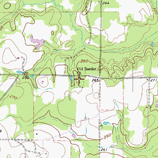 Topographic Map of Old Border Church, TX