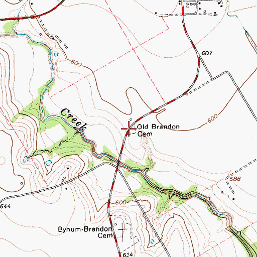 Topographic Map of Old Brandon Cemetery, TX
