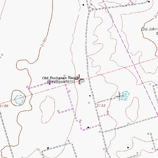 Topographic Map of Old Buchanan Ranch, TX