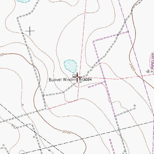 Topographic Map of Old Burkett Windmill, TX