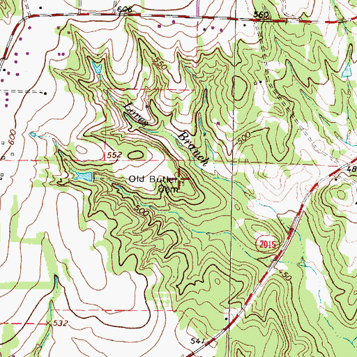Topographic Map of Old Butler Cemetery, TX