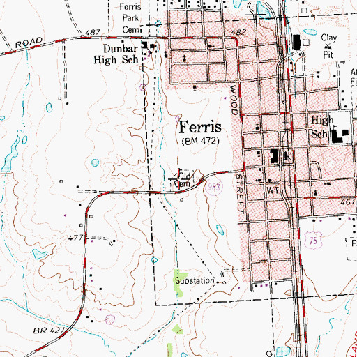 Topographic Map of Old Cemetery, TX
