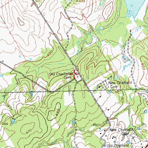 Topographic Map of Old Chatfield Cemetery, TX
