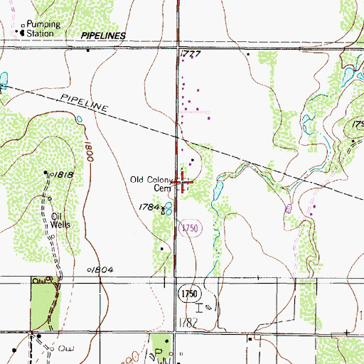 Topographic Map of Old Colony Cemetery, TX