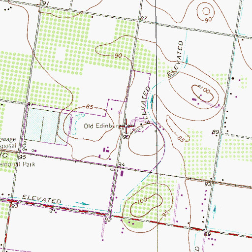 Topographic Map of Old Edinburg Cemetery, TX