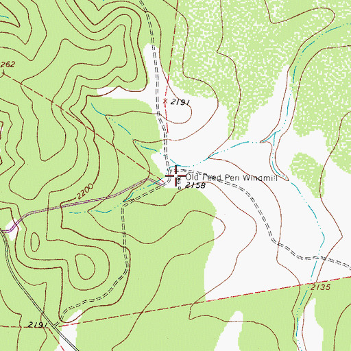 Topographic Map of Old Feed Pen Windmill, TX