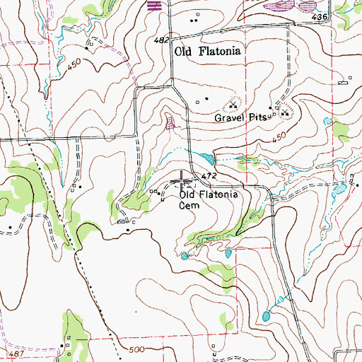 Topographic Map of Old Flatonia Cemetery, TX